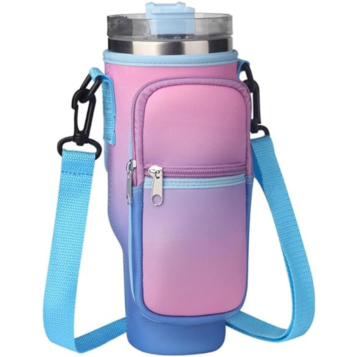 Water Bottle Carrier Bag Fit For 40oz Tumbler With Handle, Water Bottle Holder Bag With Adjustable Shoulder Strap For Hiking Travelling Camping