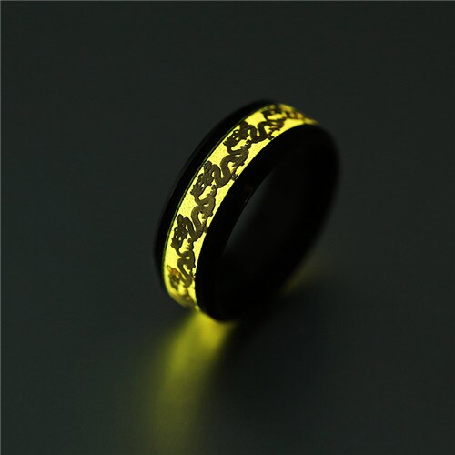 Chinese national dragon pattern blue, green, yellow and orange ring fluorescent ring male