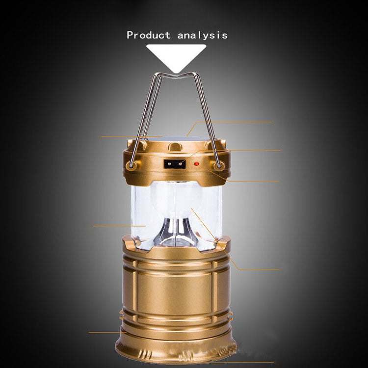 New solar charging type multifunctional telescopic camping lantern lantern outdoor camping tent lamp