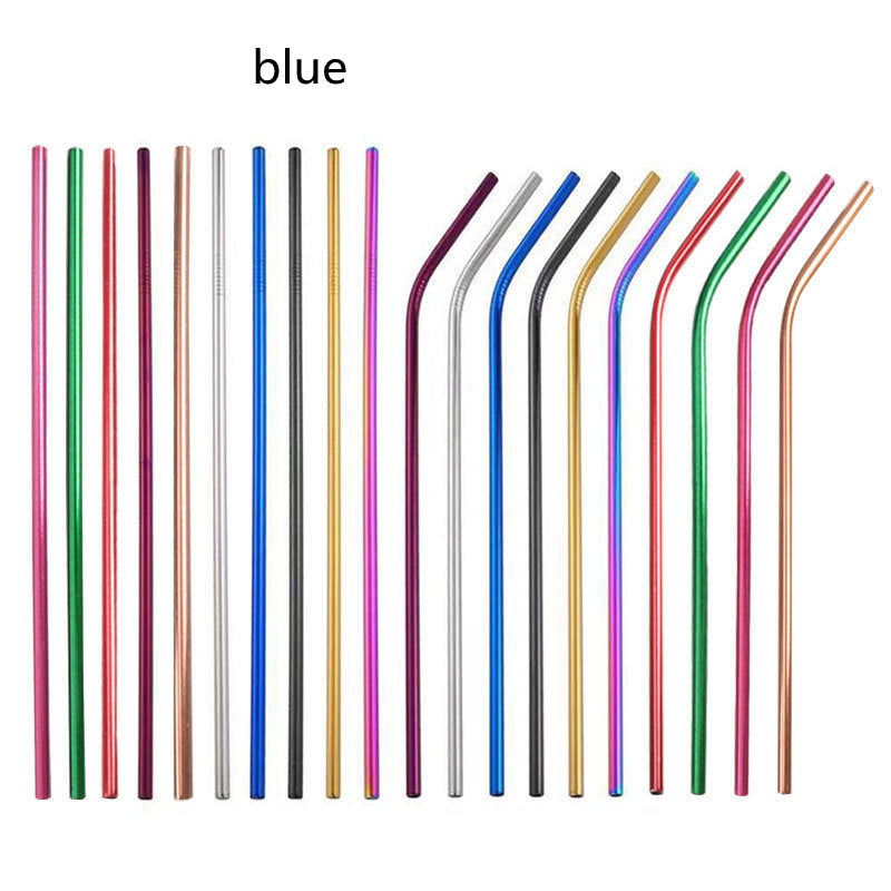 Colored Metal Straight Elbow Cocktail Milk Tea Coffee Straw