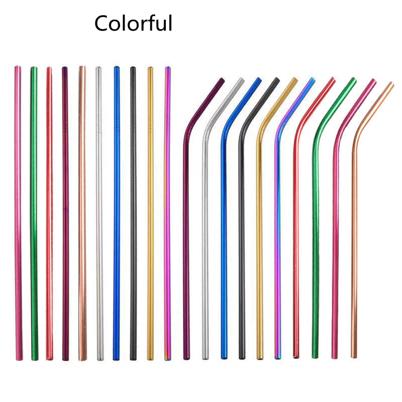 Colored Metal Straight Elbow Cocktail Milk Tea Coffee Straw