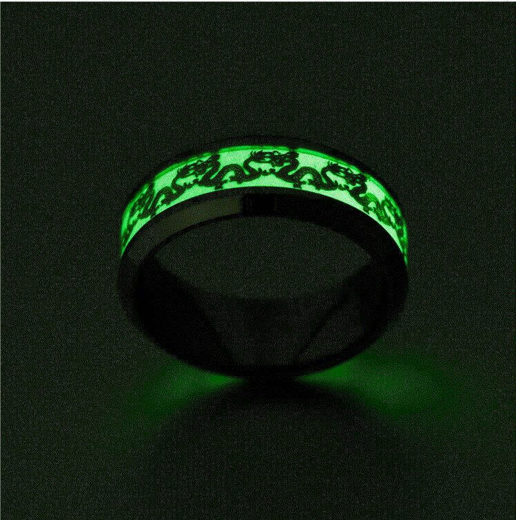 Chinese national dragon pattern blue, green, yellow and orange ring fluorescent ring male
