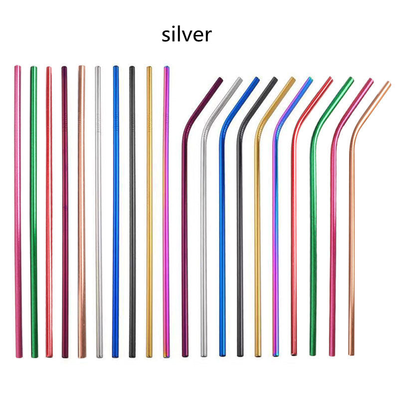 Colored Metal Straight Elbow Cocktail Milk Tea Coffee Straw