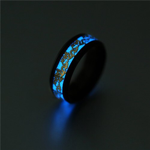 Chinese national dragon pattern blue, green, yellow and orange ring fluorescent ring male