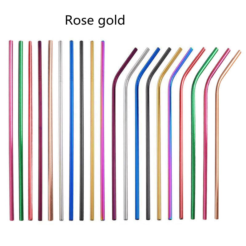 Colored Metal Straight Elbow Cocktail Milk Tea Coffee Straw