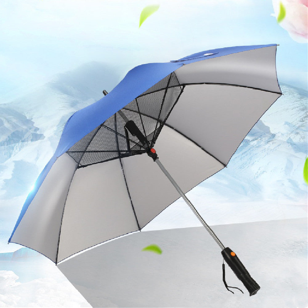 Stay cool and protected from the sun with our innovative Cooling Spray Sun Umbrella. This game-changing umbrella features a built-in fan and sprinkler, ensuring you stay refreshed on any adventure. No more worrying about overheating - this umbrella has got you covered.