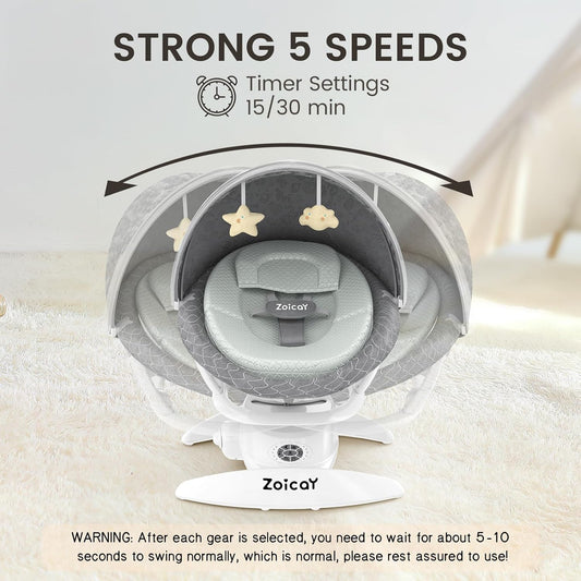 Baby Swing For Infants With Motion Detection, Electric Baby Swing With 3 Swing Modes, 12 Lullabies 5-Speeds