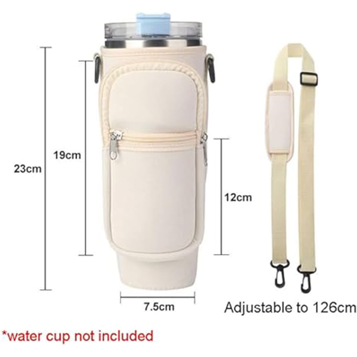 Water Bottle Carrier Bag Fit For 40oz Tumbler With Handle, Water Bottle Holder Bag With Adjustable Shoulder Strap For Hiking Travelling Camping