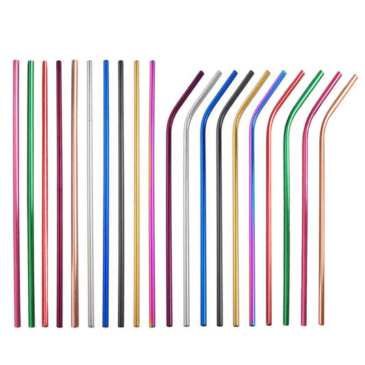Colored Metal Straight Elbow Cocktail Milk Tea Coffee Straw