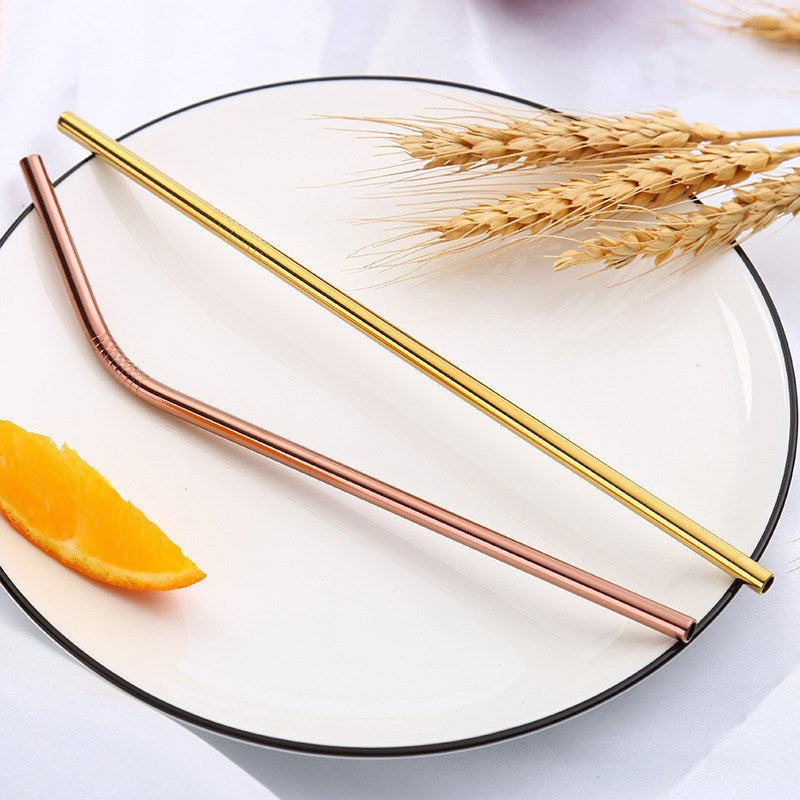 Colored Metal Straight Elbow Cocktail Milk Tea Coffee Straw