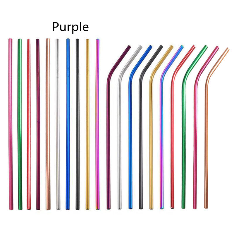 Colored Metal Straight Elbow Cocktail Milk Tea Coffee Straw