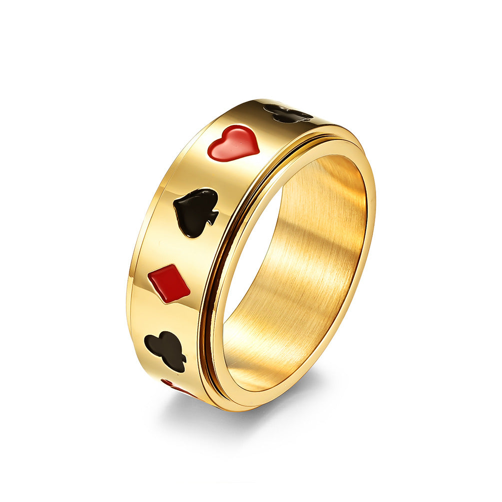 Spade Red Peach Plum Square Ring