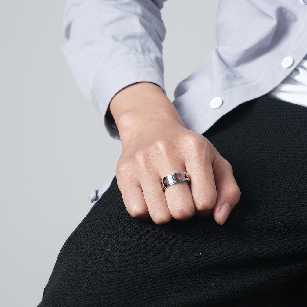 Spade Red Peach Plum Square Ring