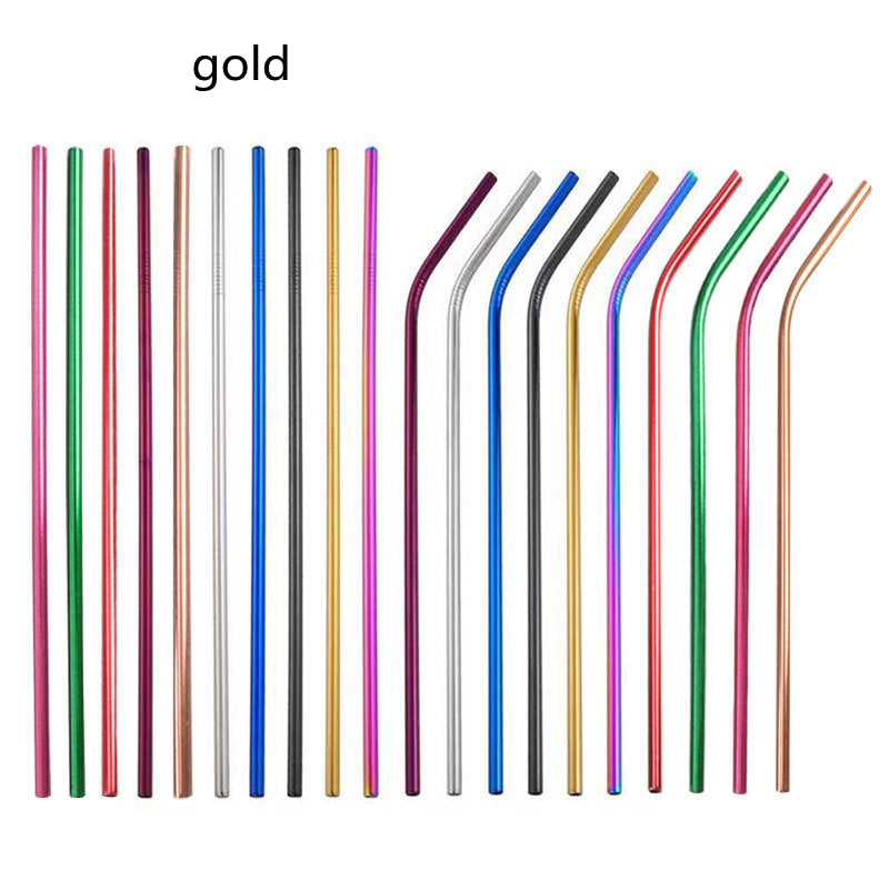Colored Metal Straight Elbow Cocktail Milk Tea Coffee Straw