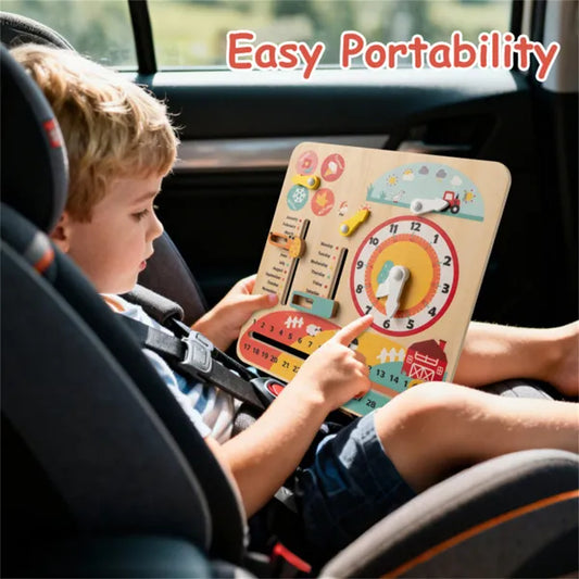 Montessori Wooden Time Learning Clock For Kids 3+, All-in-One Calendar Season Weather Educational Toy