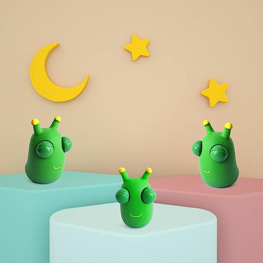 12PCS Funny Grass Worm Pinch Toy, Green Eye Bouncing Worm Squeeze Toy, Novelty Fun Squeeze Stress Relief Toys For Adults Kids Gift Cool Gadgets