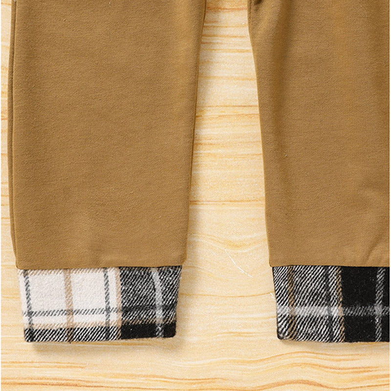 Toddler Baby Boy Clothes Plaid Long Sleeve Hoodie Sweatshirt & Pants 2pcs Boys Outfit Set