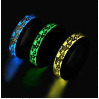 Chinese national dragon pattern blue, green, yellow and orange ring fluorescent ring male