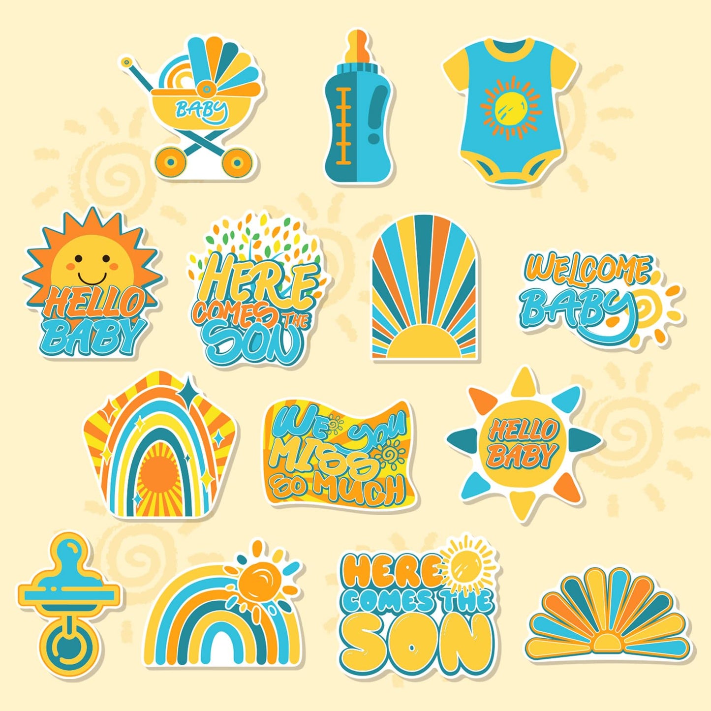 14 Pcs Here Comes The Son Baby Shower Decor, Baby Shower Honeycomb Centerpieces Set For Tables Here Comes The Son Sunshine Decorations Boho Rainbow Sun Gender Reveal Party Favors Supplies Clearance