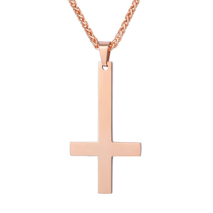 Titanium steel smooth cross necklace pendant