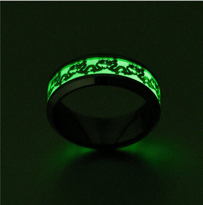 Chinese national dragon pattern blue, green, yellow and orange ring fluorescent ring male