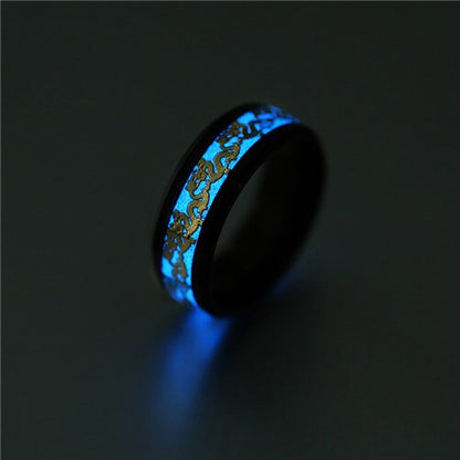 Chinese national dragon pattern blue, green, yellow and orange ring fluorescent ring male