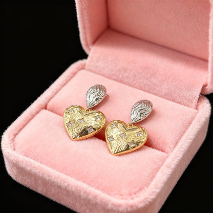 Two-Colored Heart Earrings