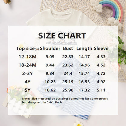 Toddler Casual 2-Piece Set, Bunny & Carrot Embroidered Short Sleeve T-Shirt With Striped Pocket Shorts