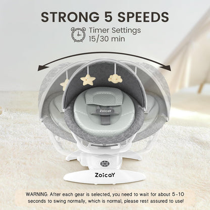 Baby Swing For Infants With Motion Detection, Electric Baby Swing With 3 Swing Modes, 12 Lullabies  5-Speeds
