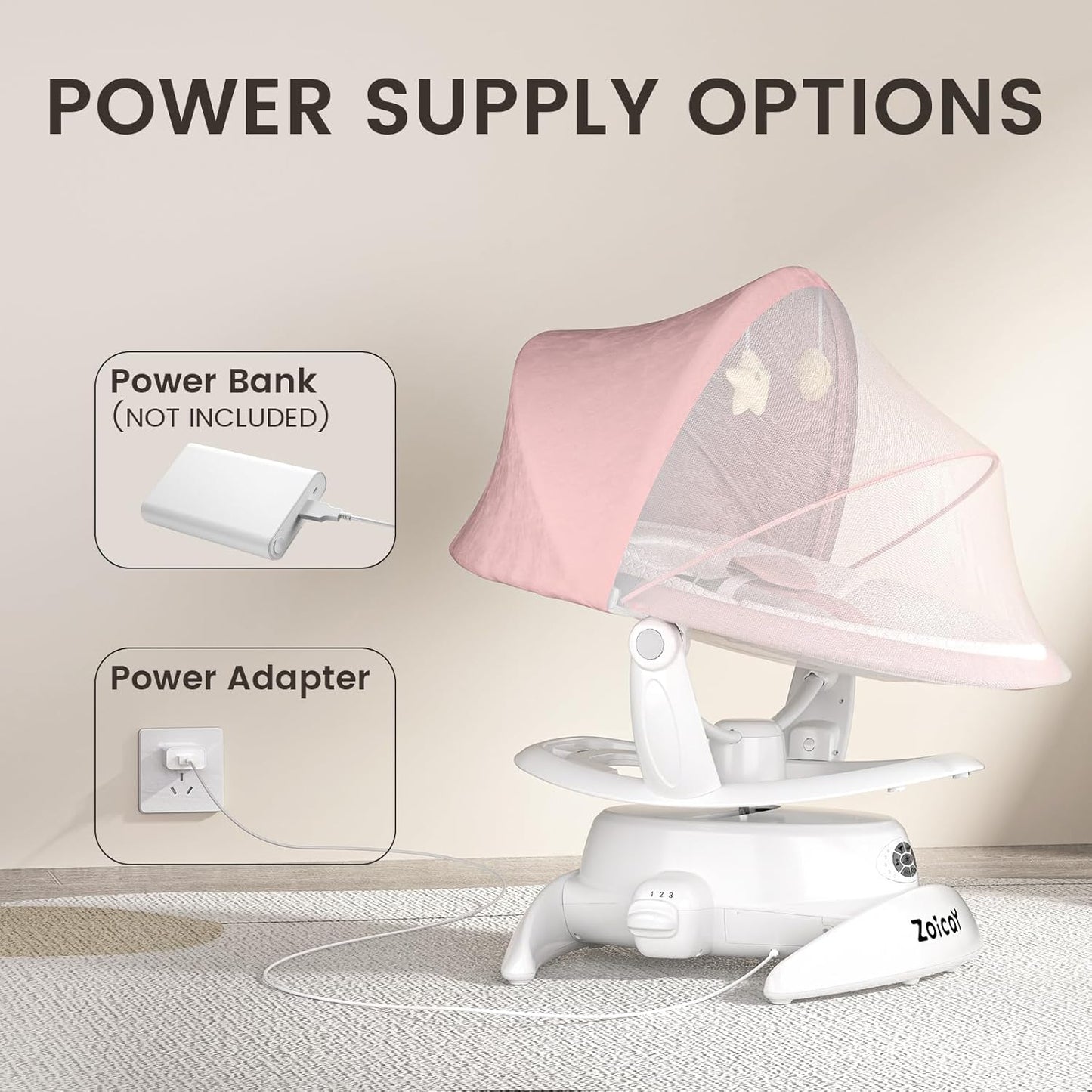Baby Swing For Infants With Motion Detection, Electric Baby Swing With 3 Swing Modes, 12 Lullabies  5-Speeds