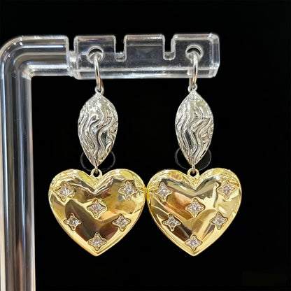Two-Colored Heart Earrings