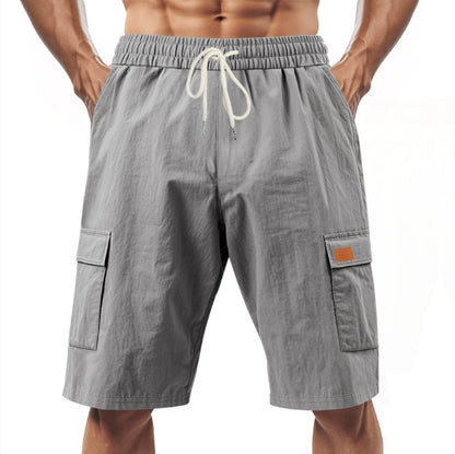 Loose Sports And Leisure Solid Color Linen Drawstring Shorts
