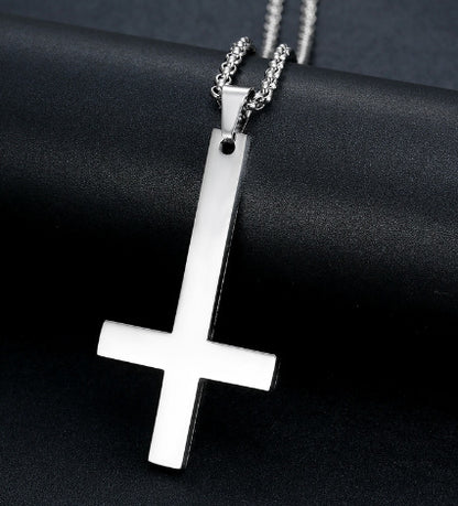Titanium steel smooth cross necklace pendant