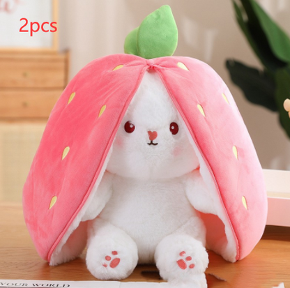 Wanghong Cute Transforms Into Strawberry Rabbit Doll Plush Toy