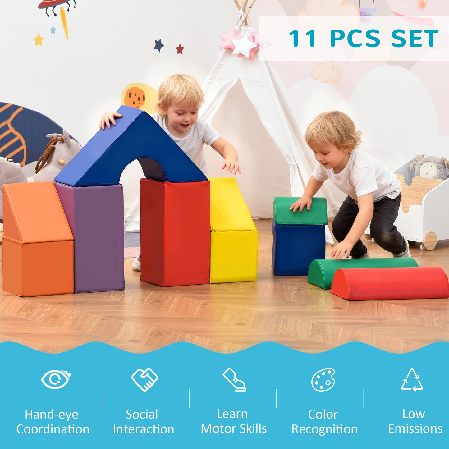 11-Piece Kids Crawl and Climb Activity Play Set for Climbing, Crawling, Sliding, Assorted