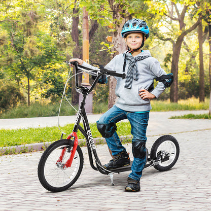 Teens Youth Scooter Ride On Toy with Adjustable Handlebar, Dual Brakes, and Inflatable Wheels For Kids 5+ - Black