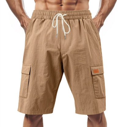 Loose Sports And Leisure Solid Color Linen Drawstring Shorts