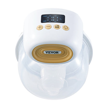 VEVOR BreastPump, Wearable Electric Breast Pumps Hands Free, 4 Mode  12 Levels, 300mmHg Strong Suction, Ultra-Quiet Rechargeable Portable BreastfeedingPump With LED Display, 24mm Insert 28mm Flange