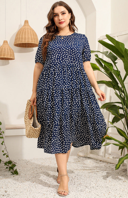 Women's Plus Size Short Sleeve Printed Dress