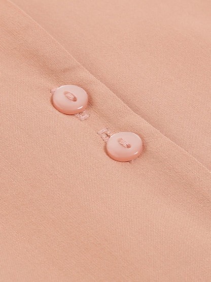 Maternity Drawstring Waist Short Sleeve Button Dress